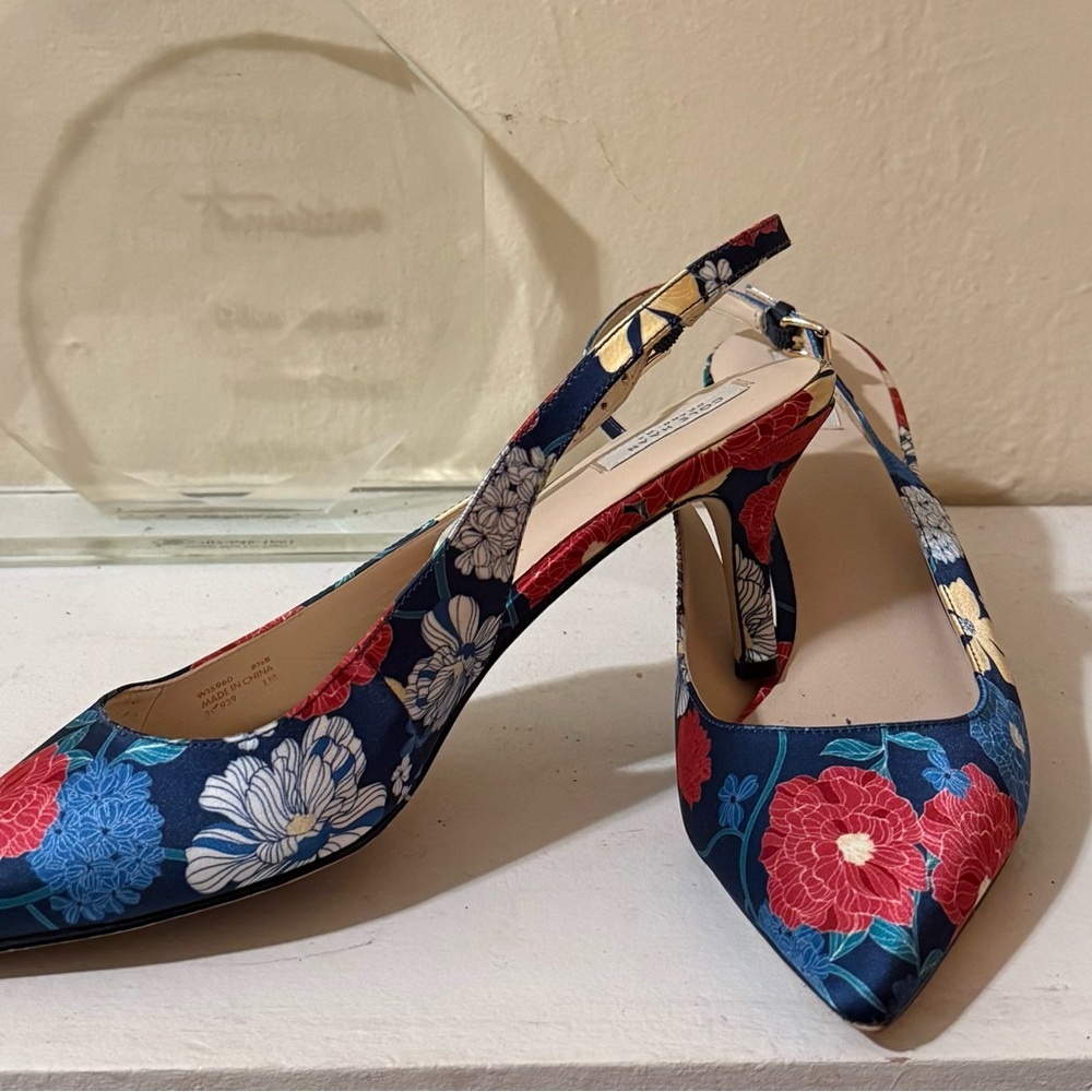 Cole Haan Blue Floral Slingback Heels